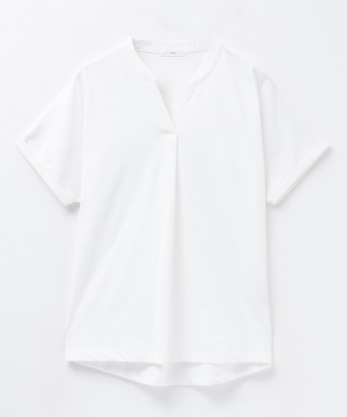 NAVY(ネイビー)の「nAvy SARARI スキッパープルオーバー(Tシャツ/カットソー・レディース・オフホワイト/チャコールグレー/ブラック/ライトオリーブ/モカ・M/L)」の9枚目の写真