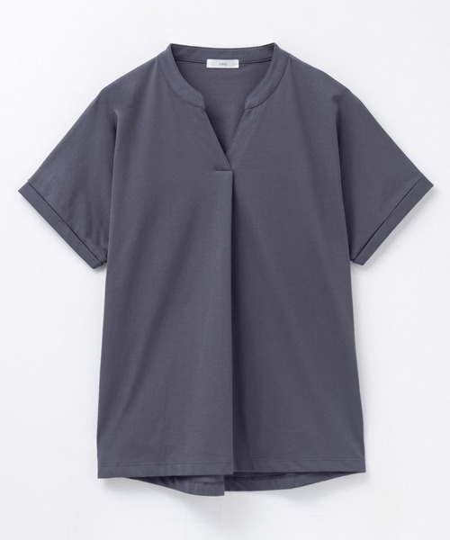 NAVY(ネイビー)の「nAvy SARARI スキッパープルオーバー(Tシャツ/カットソー・レディース・オフホワイト/チャコールグレー/ブラック/ライトオリーブ/モカ・M/L)」の13枚目の写真