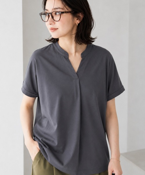 NAVY(ネイビー)の「nAvy SARARI スキッパープルオーバー(Tシャツ/カットソー・レディース・オフホワイト/チャコールグレー/ブラック/ライトオリーブ/モカ・M/L)」の21枚目の写真