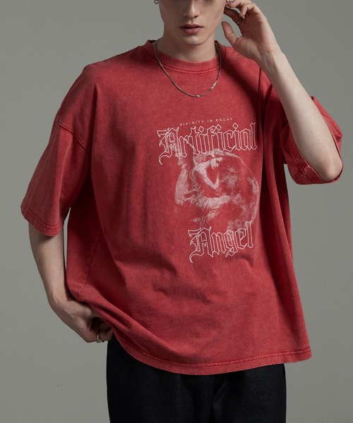 CIYOT(シヨウト)の「【CIYOT】ヴィンテージメイク グラフィックプリント ピグメント半袖Tシャツ(Tシャツ/カットソー・メンズ・ブラック/ダークネイビー/レッド/グレー/レッド系/ネイビー系/ブラック系・M/L)」の7枚目の写真