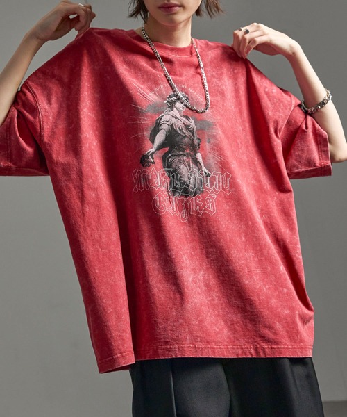 CIYOT(シヨウト)の「【CIYOT】ヴィンテージメイク グラフィックプリント ピグメント半袖Tシャツ(Tシャツ/カットソー・メンズ・ブラック/ダークネイビー/レッド/グレー/レッド系/ネイビー系/ブラック系・M/L)」の6枚目の写真