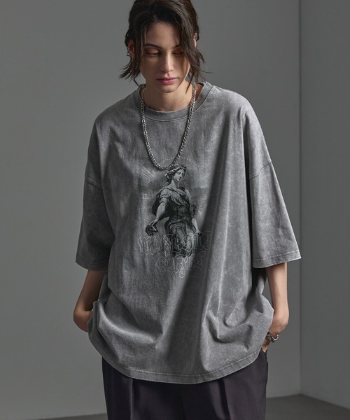CIYOT(シヨウト)の「【CIYOT】ヴィンテージメイク グラフィックプリント ピグメント半袖Tシャツ(Tシャツ/カットソー・メンズ・ブラック/ダークネイビー/レッド/グレー/レッド系/ネイビー系/ブラック系・M/L)」の10枚目の写真