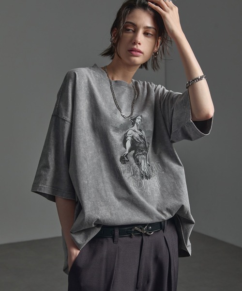 CIYOT(シヨウト)の「【CIYOT】ヴィンテージメイク グラフィックプリント ピグメント半袖Tシャツ(Tシャツ/カットソー・メンズ・ブラック/ダークネイビー/レッド/グレー/レッド系/ネイビー系/ブラック系・M/L)」の11枚目の写真