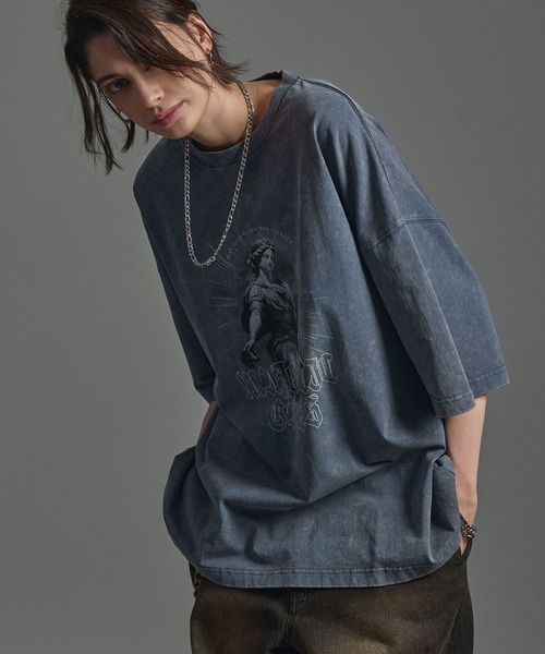 CIYOT(シヨウト)の「【CIYOT】ヴィンテージメイク グラフィックプリント ピグメント半袖Tシャツ(Tシャツ/カットソー・メンズ・ブラック/ダークネイビー/レッド/グレー/レッド系/ネイビー系/ブラック系・M/L)」の21枚目の写真
