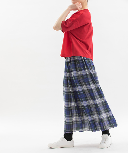 nop de nod（ノップドゥノッド）の「ラミータータンチェックキュロット（スカート・レディース・グリーン/ダークブルー/ネイビー・M）」の19枚目の写真