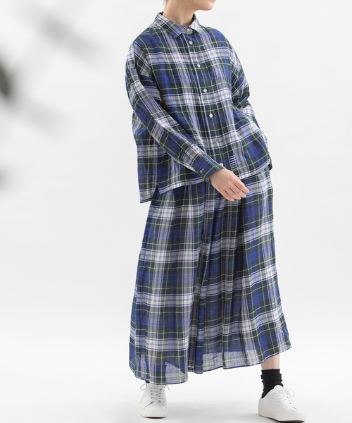 nop de nod（ノップドゥノッド）の「ラミータータンチェックキュロット（スカート・レディース・グリーン/ダークブルー/ネイビー・M）」の14枚目の写真