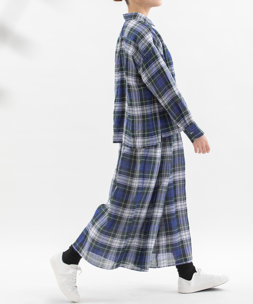nop de nod（ノップドゥノッド）の「ラミータータンチェックキュロット（スカート・レディース・グリーン/ダークブルー/ネイビー・M）」の13枚目の写真