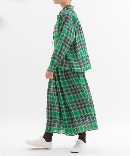 nop de nod（ノップドゥノッド）の「ラミータータンチェックキュロット（スカート・レディース・グリーン/ダークブルー/ネイビー・M）」の11枚目の写真