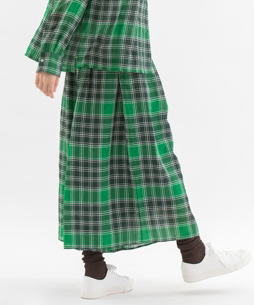 nop de nod（ノップドゥノッド）の「ラミータータンチェックキュロット（スカート・レディース・グリーン/ダークブルー/ネイビー・M）」の8枚目の写真
