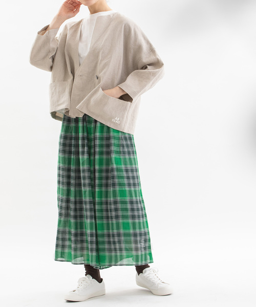 nop de nod（ノップドゥノッド）の「ラミータータンチェックキュロット（スカート・レディース・グリーン/ダークブルー/ネイビー・M）」の7枚目の写真