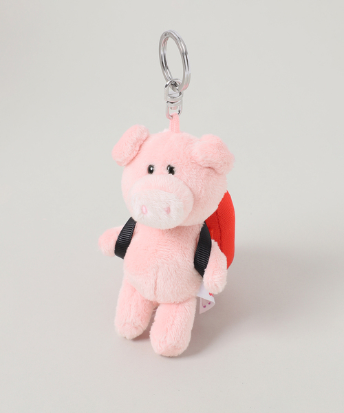 美品　ピンク　キーホルダー NICI(ニキ)/キーホルダー ピンクピッグ 10cm+リュック オレンジ