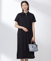 【WEB限定カラーあり・洗える】コンパクトコットンスムース ポロワンピース