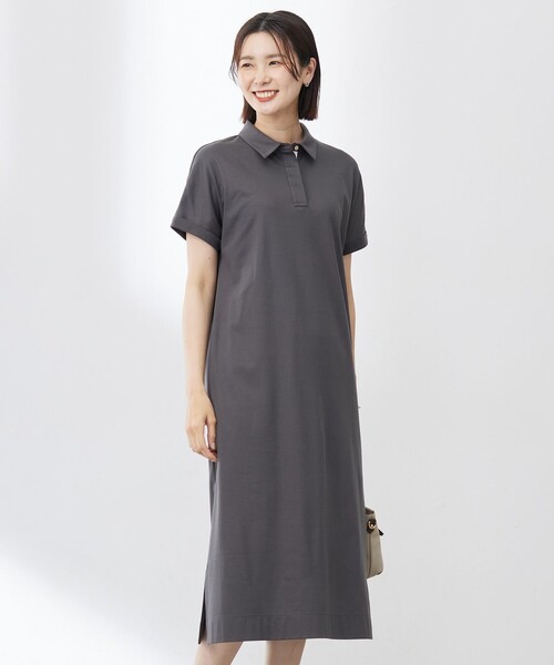 J.PRESS(ジェイプレス)の「【WEB限定カラーあり・洗える】コンパクトコットンスムース ポロワンピース(ワンピース・レディース・グレー系/ネイビー系/オレンジ系/ブラック系・T13/T15)」の1枚目の写真