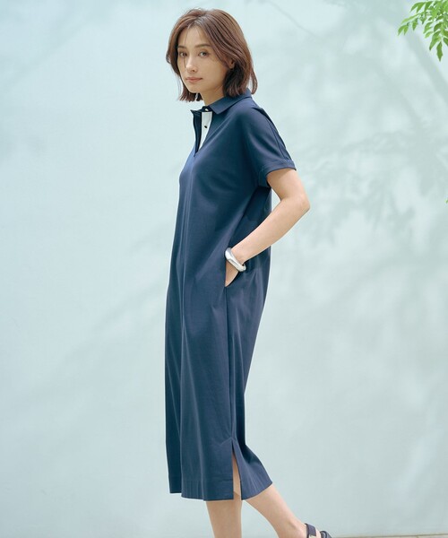 J.PRESS(ジェイプレス)の「【WEB限定カラーあり・洗える】コンパクトコットンスムース ポロワンピース(ワンピース・レディース・グレー系/ネイビー系/オレンジ系/ブラック系・T13/T15)」の20枚目の写真