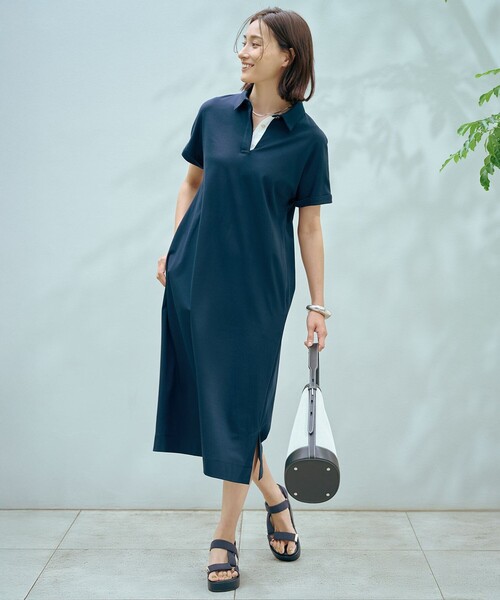 J.PRESS(ジェイプレス)の「【WEB限定カラーあり・洗える】コンパクトコットンスムース ポロワンピース(ワンピース・レディース・グレー系/ネイビー系/オレンジ系/ブラック系・T13/T15)」の19枚目の写真