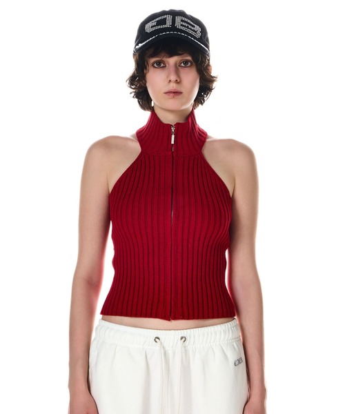 タンクトップ ノースリーブ HALTER KNIT ZIP UP TOPS レディース HALTER KNIT ZIP UP TOPS（タンクトップ）｜BEEDEN（ビーデン
