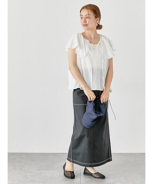 Lugnoncure(ルノンキュール)の「配色ステッチスカート《2025summer catalog item》(スカート・レディース・グレー/ベージュ/ブラック・F)」の7枚目の写真