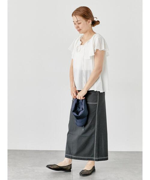 Lugnoncure(ルノンキュール)の「配色ステッチスカート《2025summer catalog item》(スカート・レディース・グレー/ベージュ/ブラック・F)」の8枚目の写真