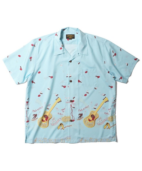 Beautiful Harmony（ビューティフルハーモニー）の「アロハシャツ(GUITER)（シャツ/ブラウス・メンズ・マスタード/サックスブルー/ブラック・MEDIUM/X-LARGE/XX-LARGE/LARGE）」の2枚目の写真
