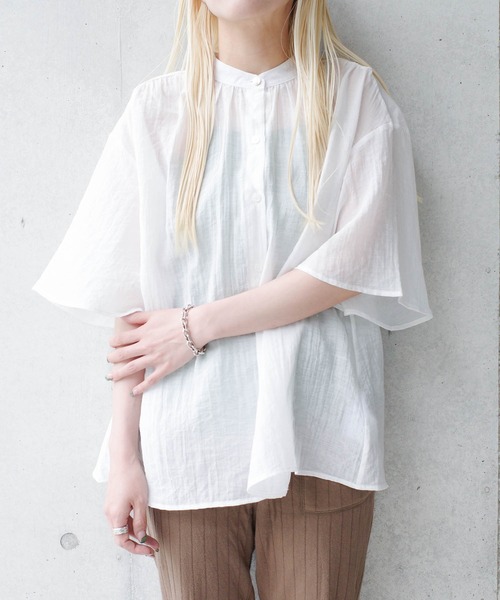 ohga サボン パフスリーブ シアーブラウス　 ホワイト OHGA オオガ SAVON サボン パフスリーブ シアーブラウス ホワイト