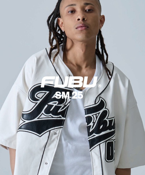 セール】【FUBU/フブ】FAUX LEATHER BASEBALL SHIRT/エコレザー