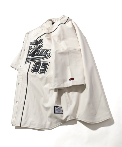 セール】【FUBU/フブ】FAUX LEATHER BASEBALL SHIRT/エコレザー