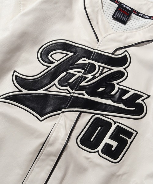 セール】【FUBU/フブ】FAUX LEATHER BASEBALL SHIRT/エコレザー