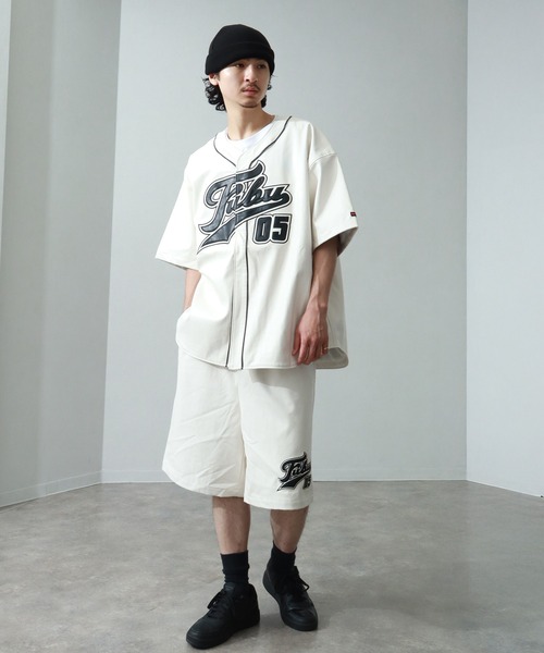 セール】【FUBU/フブ】FAUX LEATHER BASEBALL SHIRT/エコレザーベース