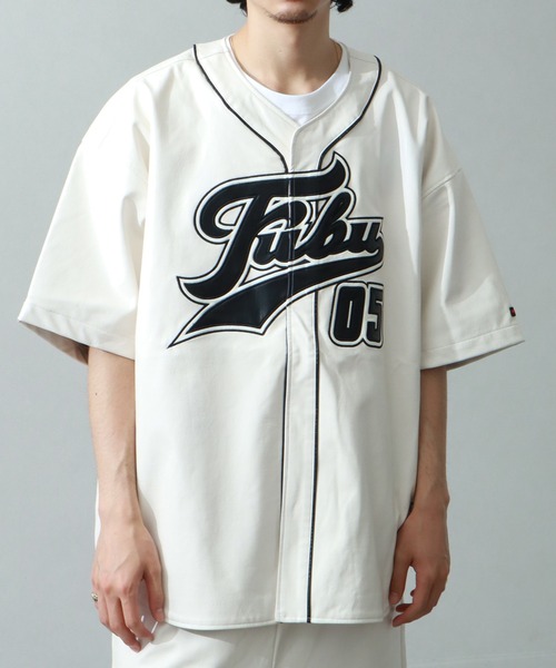 セール】【FUBU/フブ】FAUX LEATHER BASEBALL SHIRT/エコレザー