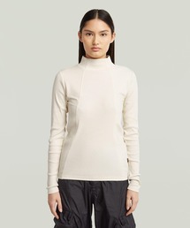 G-STAR | A-Line Slim Rib Mock T-Shirt/フロントシームデザインスリムリブモックネックTシャツ(Tシャツ/カットソー)