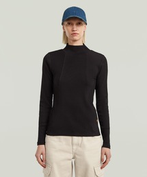 G-STAR | A-Line Slim Rib Mock T-Shirt/フロントシームデザインスリムリブモックネックTシャツ(Tシャツ/カットソー)
