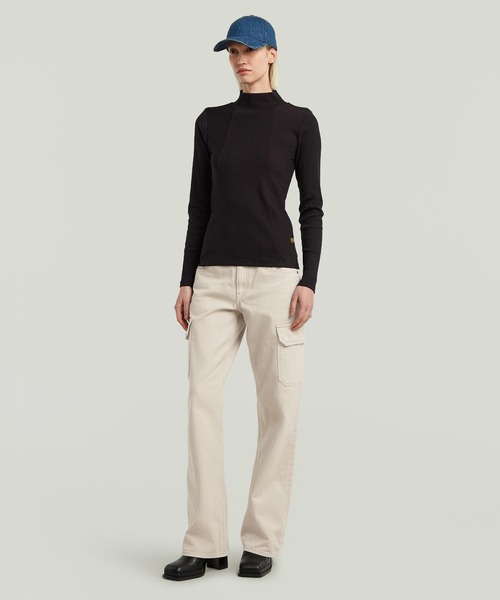 G-STAR（ジースター）の「A-Line Slim Rib Mock T-Shirt/フロントシームデザインスリムリブモックネックTシャツ（Tシャツ/カットソー・レディース・オフホワイト/ダークブラック・SMALL/MEDIUM/X-SMALL）」の15枚目の写真