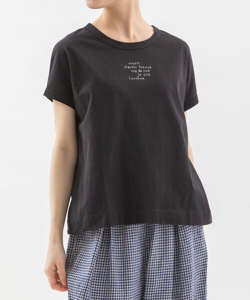 nop de nod(ノップドゥノッド)の「USコットン書き文字ロゴ刺繍フレンチTシャツ(Tシャツ/カットソー・レディース・ダークブルー/レッド/オフホワイト/ブルー/ブラック・M)」の21枚目の写真