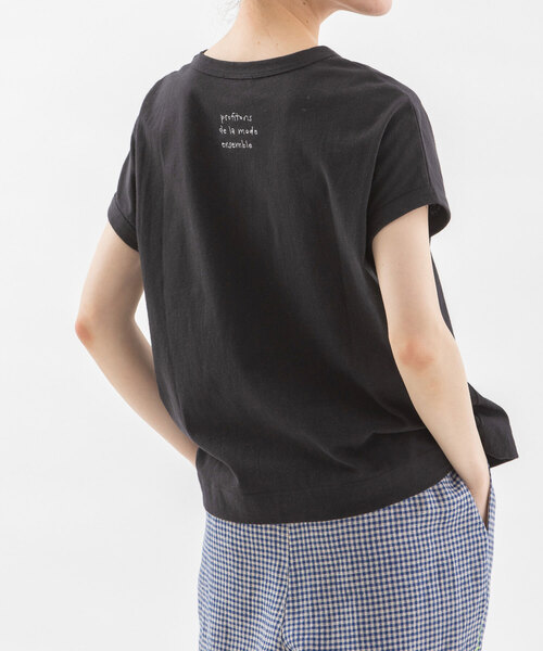 nop de nod(ノップドゥノッド)の「USコットン書き文字ロゴ刺繍フレンチTシャツ(Tシャツ/カットソー・レディース・ダークブルー/レッド/オフホワイト/ブルー/ブラック・M)」の20枚目の写真