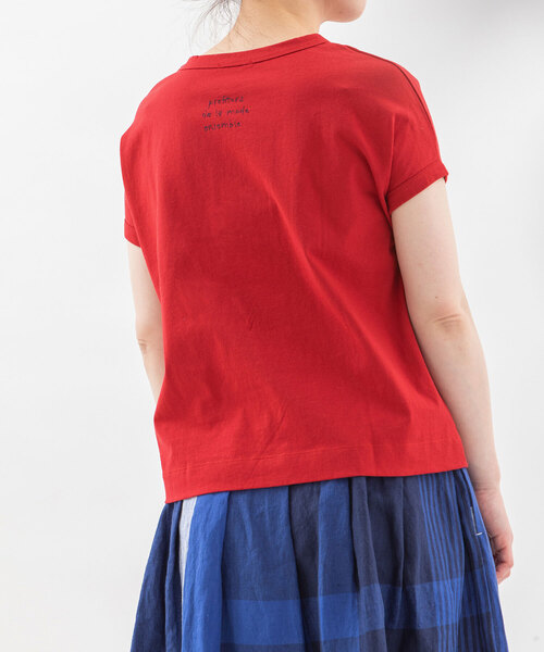nop de nod(ノップドゥノッド)の「USコットン書き文字ロゴ刺繍フレンチTシャツ(Tシャツ/カットソー・レディース・ダークブルー/レッド/オフホワイト/ブルー/ブラック・M)」の15枚目の写真
