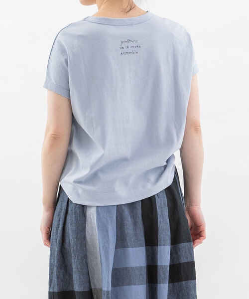 nop de nod(ノップドゥノッド)の「USコットン書き文字ロゴ刺繍フレンチTシャツ(Tシャツ/カットソー・レディース・ダークブルー/レッド/オフホワイト/ブルー/ブラック・M)」の11枚目の写真