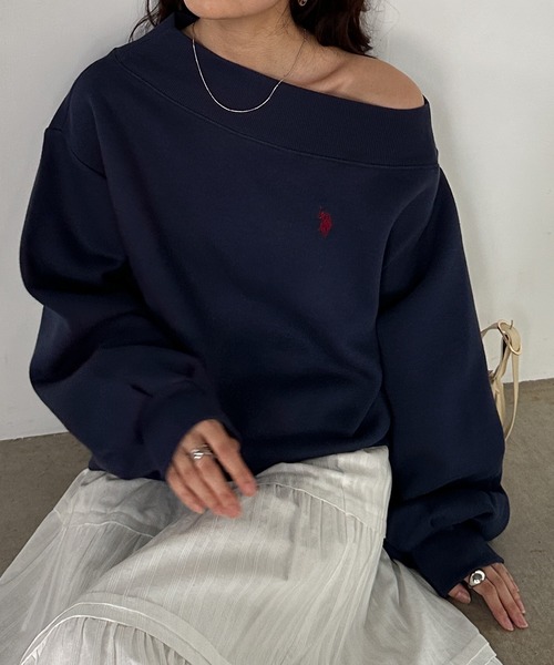 U.S. POLO ASSN.（ユーエスポロアッスン）の「RANAN/solleim別注【U.S.POLO ASSN.】 ワンショルスウェット（スウェット・レディース・ブラック/オフホワイト/グレー/ネイビー・M/L/LL）」の4枚目の写真