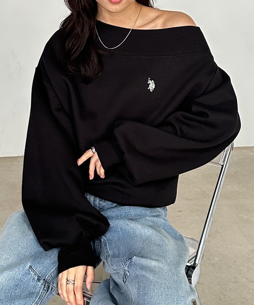 U.S. POLO ASSN.（ユーエスポロアッスン）の「RANAN/solleim別注【U.S.POLO ASSN.】 ワンショルスウェット（スウェット・レディース・ブラック/オフホワイト/グレー/ネイビー・M/L/LL）」の2枚目の写真