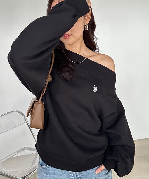 U.S. POLO ASSN.（ユーエスポロアッスン）の「RANAN/solleim別注【U.S.POLO ASSN.】 ワンショルスウェット（スウェット・レディース・ブラック/オフホワイト/グレー/ネイビー・M/L/LL）」の9枚目の写真