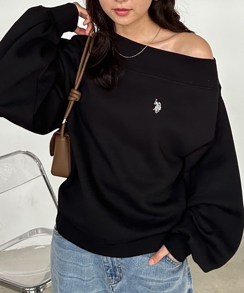 U.S. POLO ASSN.（ユーエスポロアッスン）の「RANAN/solleim別注【U.S.POLO ASSN.】 ワンショルスウェット（スウェット・レディース・ブラック/オフホワイト/グレー/ネイビー・M/L/LL）」の11枚目の写真