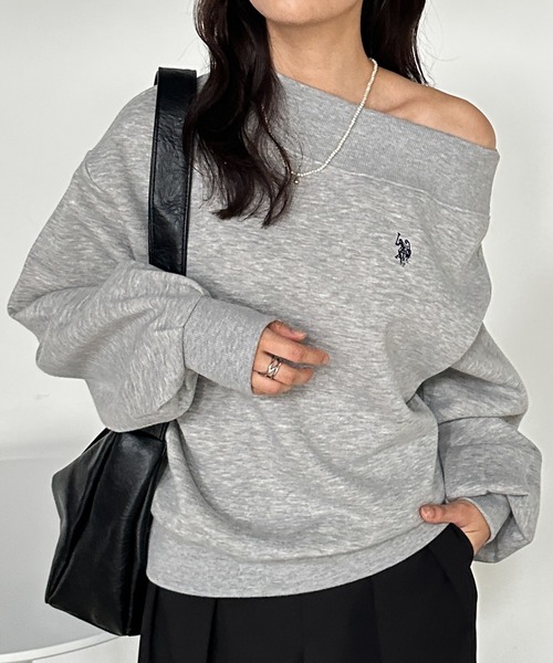 U.S. POLO ASSN.（ユーエスポロアッスン）の「RANAN/solleim別注【U.S.POLO ASSN.】 ワンショルスウェット（スウェット・レディース・ブラック/オフホワイト/グレー/ネイビー・M/L/LL）」の16枚目の写真