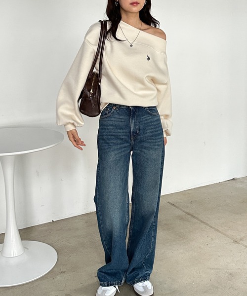 U.S. POLO ASSN.（ユーエスポロアッスン）の「RANAN/solleim別注【U.S.POLO ASSN.】 ワンショルスウェット（スウェット・レディース・ブラック/オフホワイト/グレー/ネイビー・M/L/LL）」の6枚目の写真
