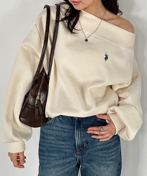 U.S. POLO ASSN.（ユーエスポロアッスン）の「RANAN/solleim別注【U.S.POLO ASSN.】 ワンショルスウェット（スウェット・レディース・ブラック/オフホワイト/グレー/ネイビー・M/L/LL）」の7枚目の写真