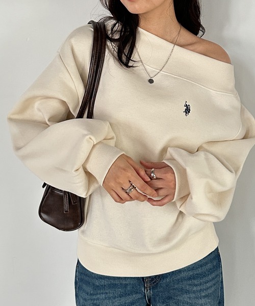 U.S. POLO ASSN.（ユーエスポロアッスン）の「RANAN/solleim別注【U.S.POLO ASSN.】 ワンショルスウェット（スウェット・レディース・ブラック/オフホワイト/グレー/ネイビー・M/L/LL）」の8枚目の写真