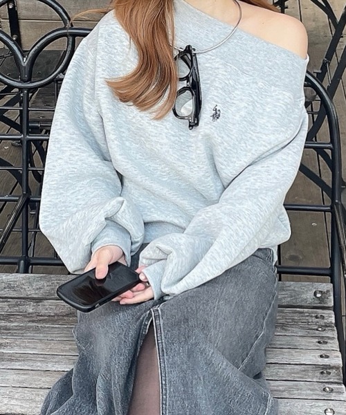U.S. POLO ASSN.（ユーエスポロアッスン）の「RANAN/solleim別注【U.S.POLO ASSN.】 ワンショルスウェット（スウェット・レディース・ブラック/オフホワイト/グレー/ネイビー・M/L/LL）」の21枚目の写真