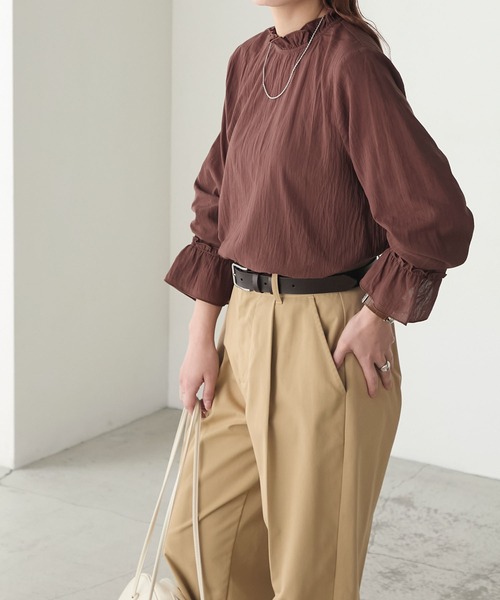 マシンウォッシャブル】シアーコットンフリルブラウス/インナー