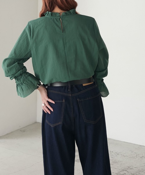 マシンウォッシャブル】シアーコットンフリルブラウス/インナー