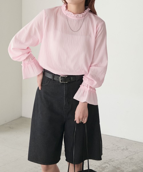 マシンウォッシャブル】シアーコットンフリルブラウス/インナー