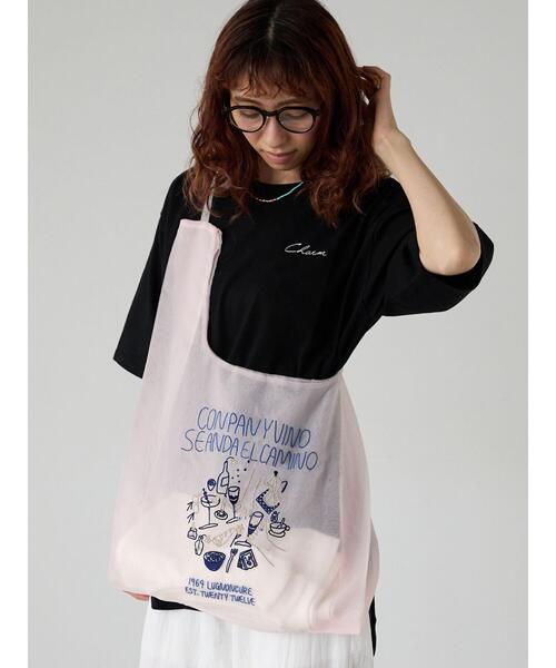 Lugnoncure（ルノンキュール）の「前後ロゴハーフスリーブTシャツ（Tシャツ/カットソー・レディース・ブラック/オフホワイト/チャコールグレー・F）」の2枚目の写真