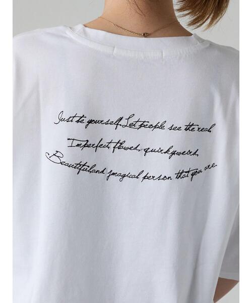 Lugnoncure（ルノンキュール）の「前後ロゴハーフスリーブTシャツ（Tシャツ/カットソー・レディース・ブラック/オフホワイト/チャコールグレー・F）」の7枚目の写真